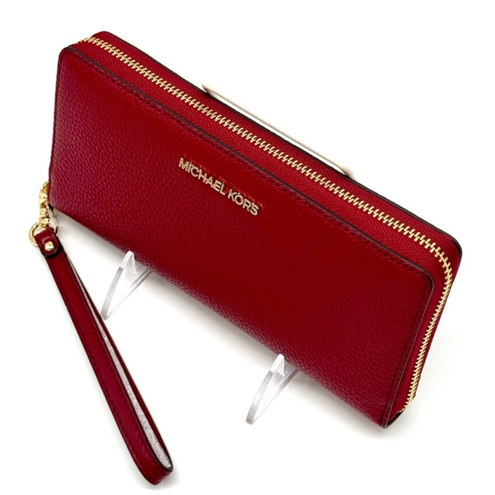 Michael Kors Large Jet Set Travel Signature Continental Wallet - Cherry - Picture 6 of 8